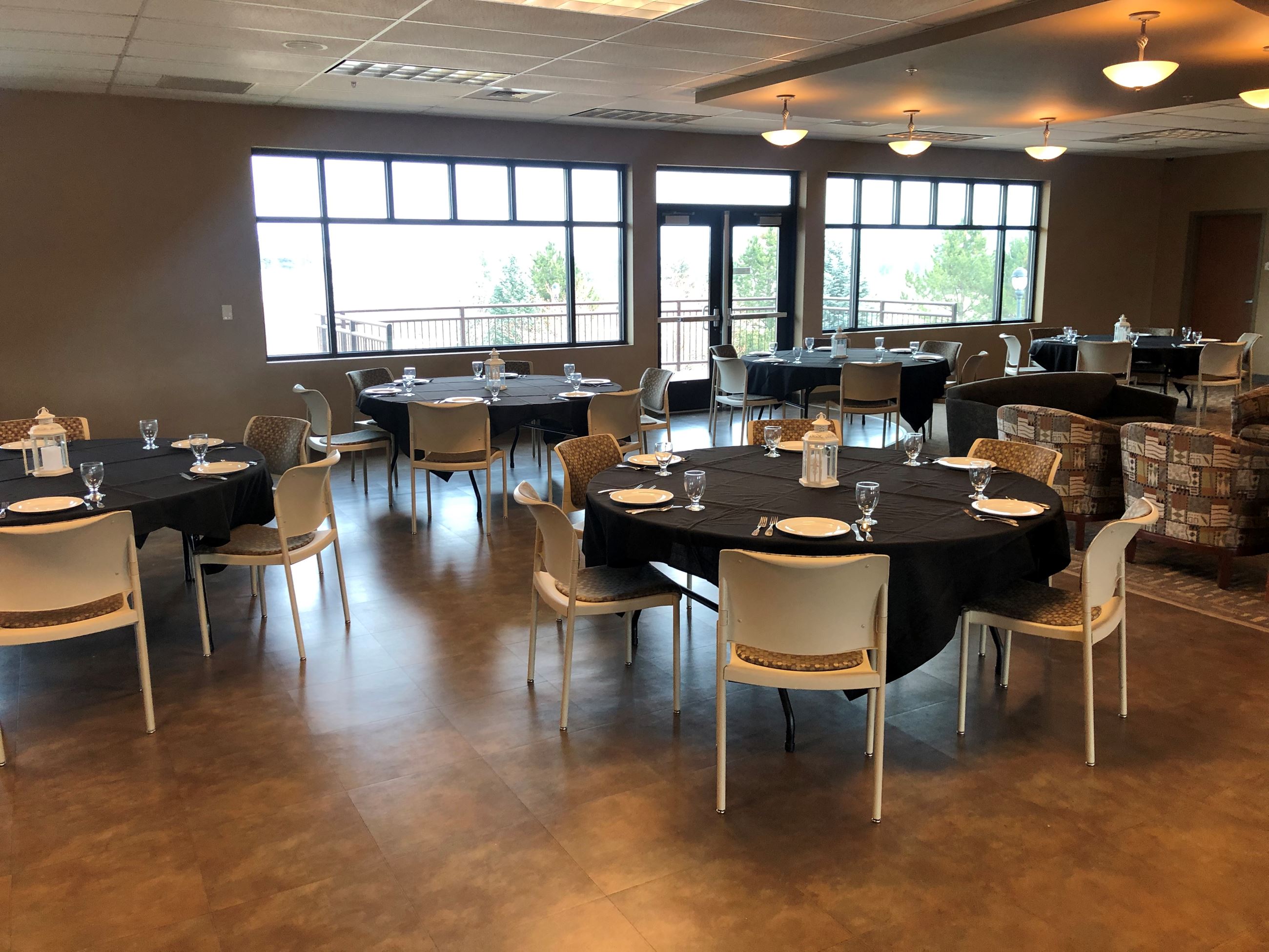 Dining room set up at CenterPlace