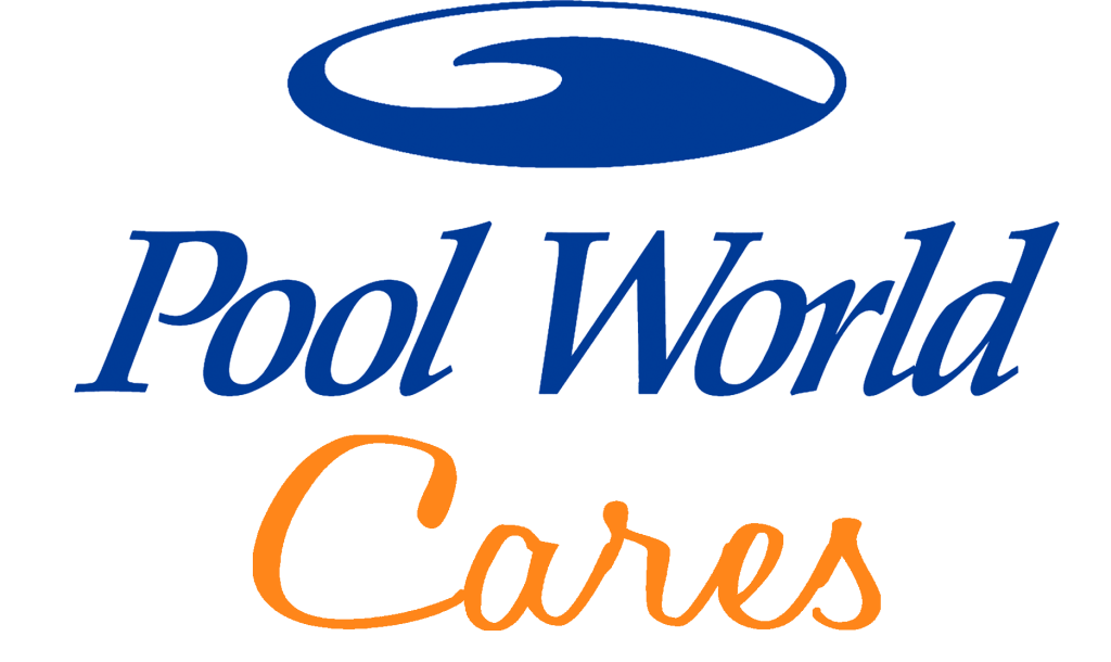 The Pool World Cares circle and waves logo.