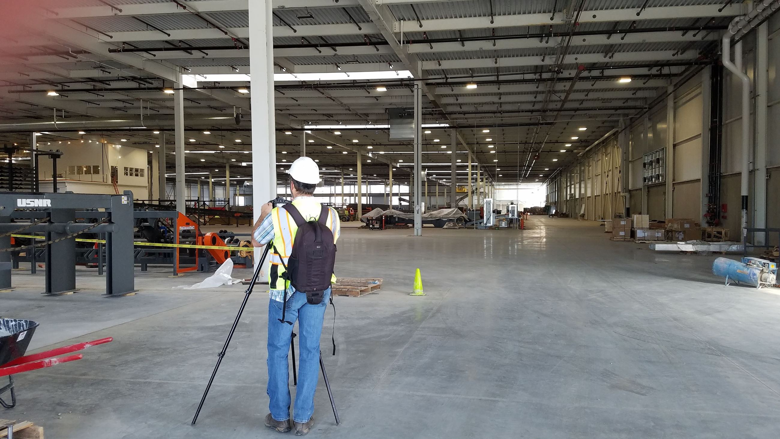 Building inspector previewing a building